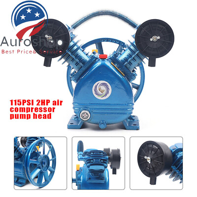 #ad #ad V Style 2HP Air Compressor Pump Twin Cylinder 2 Piston Head Single Stage Blue US $128.25