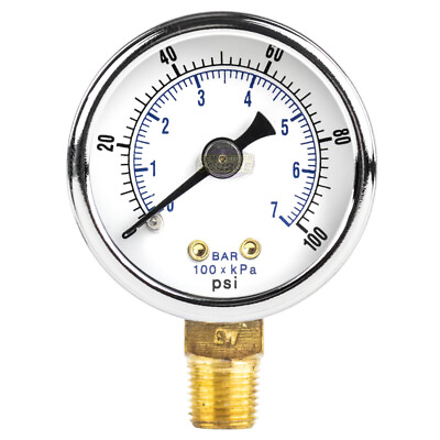 #ad 1 8 NPT Air Compressor Hydraulic Pressure Gauge 0 100 PSI Side Mount 1.5quot; Face $10.95