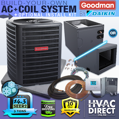 #ad 3 Ton Goodman 14.3 SEER2 Central Air Conditioner Condenser amp; Coil AC System $2638.15