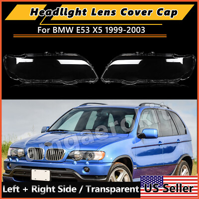 #ad For BMW X5 E53 2000 2003 Front Headlight Headlamp Clear Lens Cover LeftRight $72.99