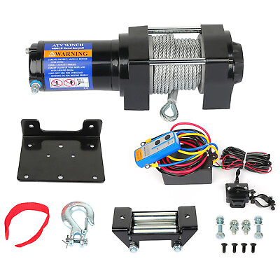 #ad 4000lbs 50FT Steel Cable 12V Electric Winch Kit for 4x4 ATV UTV Truck off Road $85.19