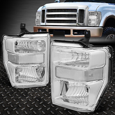 #ad #ad FOR 08 10 FORD F250 F350 SUPER DUTY CHROME HOUSING CLEAR CORNER HEADLIGHT LAMPS $89.89