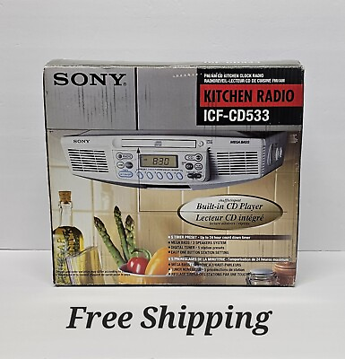 #ad Sony ICF CD513 Under Kitchen Cabinet Counter Clock Radio AM FM CD Player New $120.00