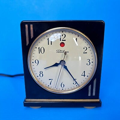#ad Vintage Telechron Art Deco Bakelite Clock Working $135.00