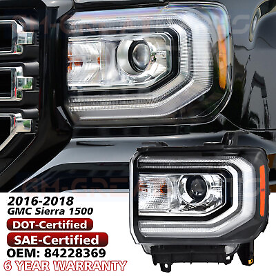 #ad 2016 2019 GMC Sierra 1500 HID Xenon LED DRL Projector Headlight LH Left Driver $245.00