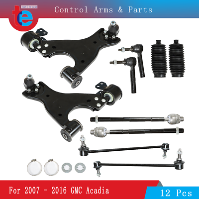 #ad 12PC For 2007 2016 GMC Acadia Front Control Arms Ball Joints Tie Rod Ends Kit $138.86