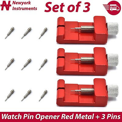 #ad Professional Red Metal Watch Pin Opener Tools Watch Repair Kit Accessories 3 Pcs $17.99
