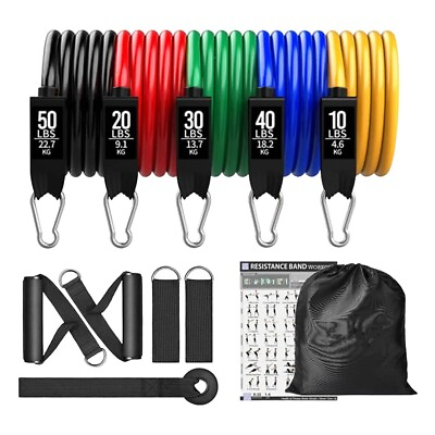#ad Resistance Bands Set 150 lbs 11 Piece Strength Training $13.98