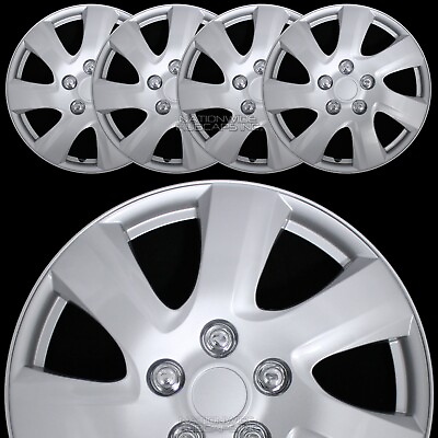 #ad 16quot; Set of 4 Silver Wheel Covers Snap On Full Hub Caps fit R16 Tire amp; Steel Rim $49.99