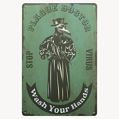 #ad Wash Your Hands Sign Vintage Metal Tin Signs Plague Doctor Retro Signs Funny ... $19.34