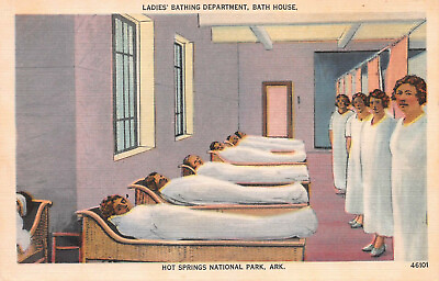 #ad Ladies Bath House Hot Springs National Park Arkansas early linen postcard $12.00