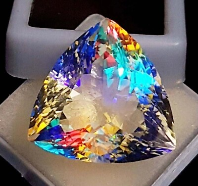 #ad 70 CT Rainbow Color Trillion Cut Natural Mystic Topaz Certified Loose Gemstone $19.99