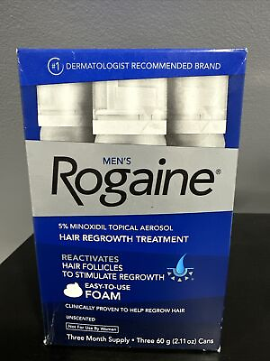 #ad Men#x27;s ROGAINE 5% Minoxidil Unscented Foam Hair Regrowth Treatment Exp 08 2024 $35.99