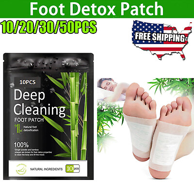 #ad 10 50pcs Foot Detox Patches Pads Toxins Deep Cleansing Herbal Organic Slimming $9.39