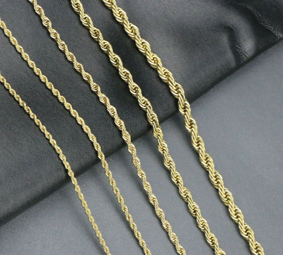 #ad #ad Stainless Steel Twisted Rope Chain Gold Plated Necklace Men Women $16.28
