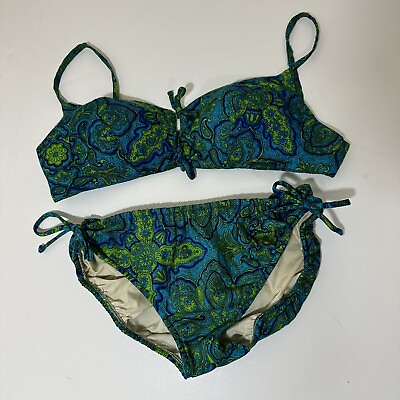 #ad Vtg De De Swimwear Of California 2 Pc Bikini Swimsuit Hawaii Barkcloth Aloha 60s $120.00