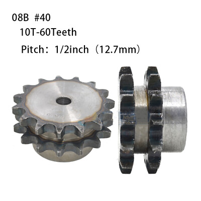 #ad 08B 2 Double Row Sprocket 10 60Teeth pitch 12.7mm for 08B 2 #40 2 chain $7.54