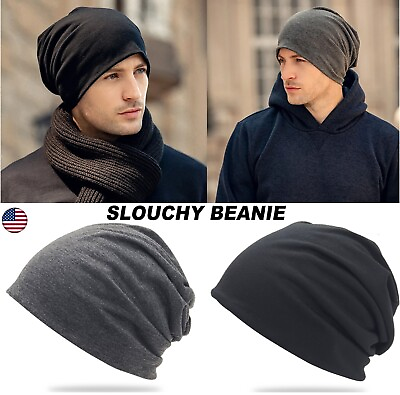 #ad Men#x27;s Winter Casual Beanie Cap Cotton Blended Warm Hat Hat Slouch Women Cap Hat $7.73