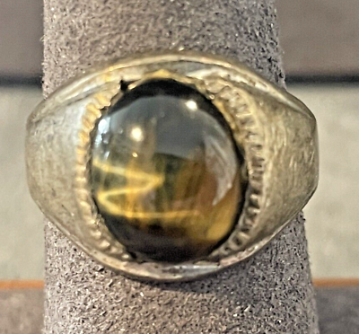 #ad Vintage Tiger Eye Ring in Sterling Silver Setting in Size 7.75 1067.23 $54.99