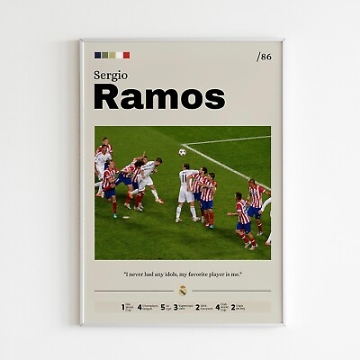 #ad Sergio Ramos poster Real Madrid print fan gift Football print Ramos print art $26.91