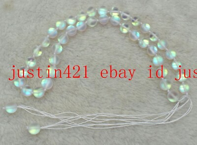 #ad New 10mm White Gleamy Rainbow Moonstone Round Gemstone Beads Necklace 18#x27;#x27; AAA $4.74