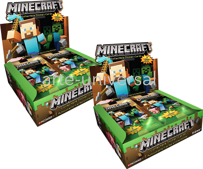 #ad 2 BOXES LOT 48 packs 🔥 MINECRAFT 2015 Collectible Trading Cards amp; Sticker $88.90