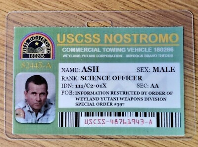 #ad Aliens ID Badge USCSS Nostromo Science Officer Ash Cosplay $7.99