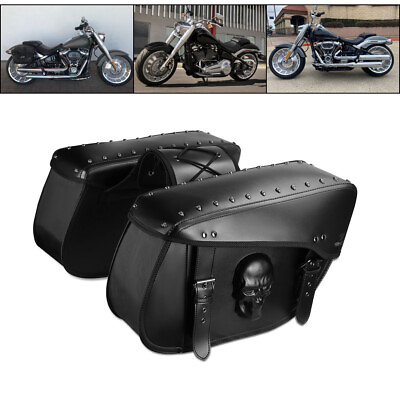 #ad Skull Fashion Anti Water Motorcycle Saddlebags Universal Saddle Bag $73.59