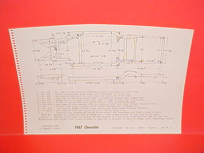 #ad 1967 CHEVROLET IMPALA CONVERTIBLE CAPRICE BELAIR BISCAYNE FRAME DIMENSION CHART $13.99