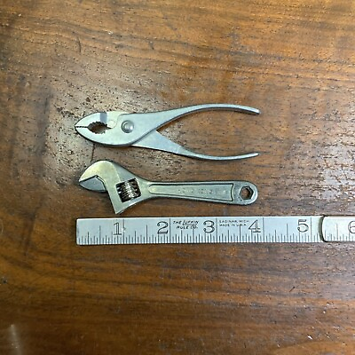 #ad Vintage Hong Kong Adjustable 4” Wrench And Pliers $15.00