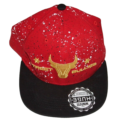#ad Huge Headwear Red SnapBack Hat BULLIES Flat Bill Chicago Bulls Wild Spirit $15.99