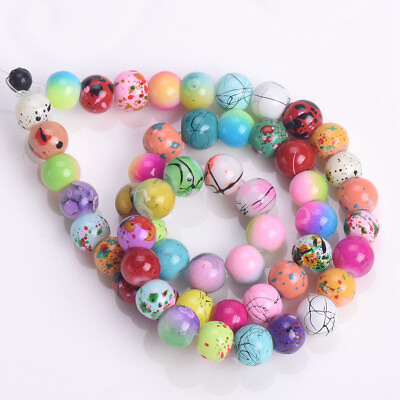 #ad 50pcs Round 6mm Colorful Painting Coated Opaque Glass Loose Spacer Beads Lot $2.45