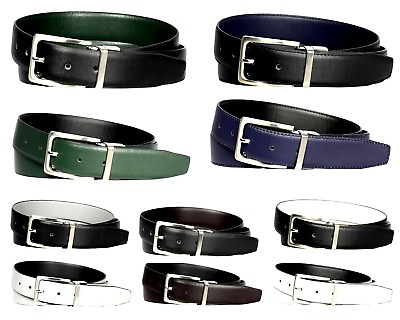 #ad 2 Pack: Men#x27;s Genuine Leather Reversible Dress Belts Assorted Colors $19.99