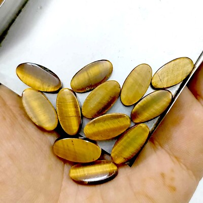 #ad Golden Tiger Eye Long Oval Both Side Flat Back 7x14mm To 12x24mm Loose Gemstone $216.70