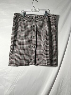 #ad Women#x27;s Ann Taylor Houndstooth Skirt Size 10 Black Pink $30.00
