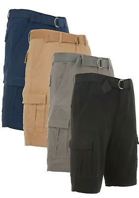 #ad Men’s Cargo Shorts Stretch Lightweight Cotton Twill Multi Pockets Belted Short $19.98