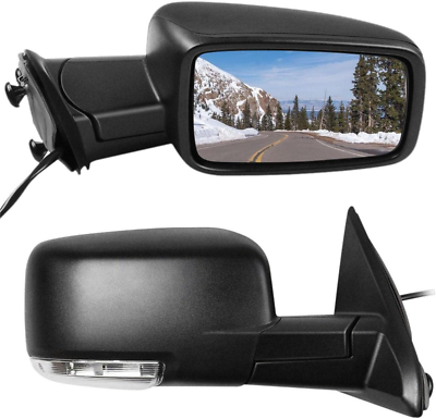 #ad Black Power Left and Right Side View Mirror Manual Folding Heated Turn Signal Fi $259.99