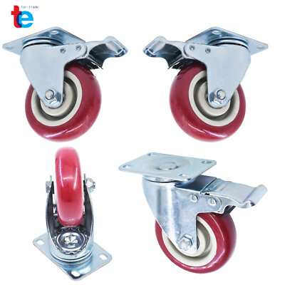 #ad 4 Pack 4 Inches Caster Wheels Locking Casters with Brake Swivel Plate Castors $30.19