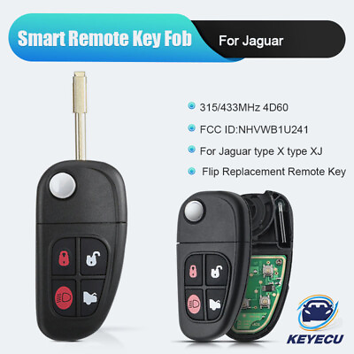 #ad For Jaguar type X type XJ 433MHz 4D60 Uncut Flip Remote Car Key Fob NHVWB1U241 $29.07