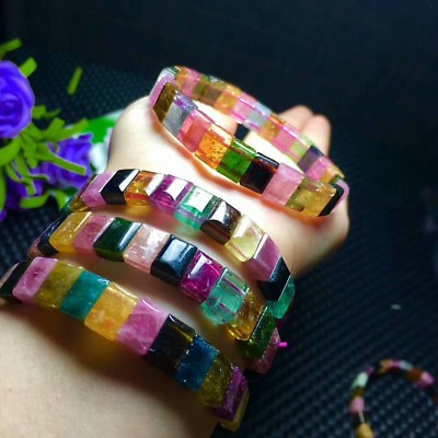 #ad Natural Crystal Beads Bracelet Colorful Tourmaline 10 9mm AAA $65.00