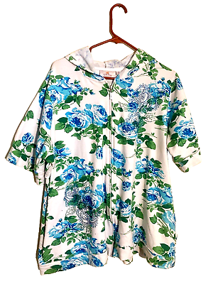 #ad Women’s Quaker factory top blouse shirt size 2X white green blue $14.35