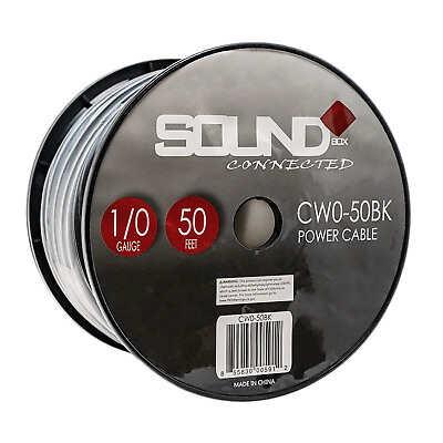 #ad SoundBox CW0 50BK 0 Gauge 50#x27; CCA Amplifier Power Ground Amp Wire Spool $60.95