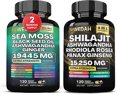 #ad Sea Moss Bundle Black Seed Multivitamin amp; Shilajit Power Combo USA $39.99