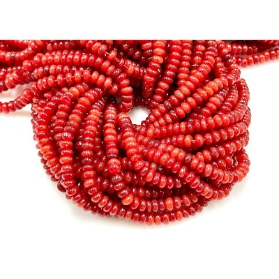 #ad Orange Carnelian Quartz Smooth Rondelle Heishi Shape Beads 16quot; Long size 4mm $14.99