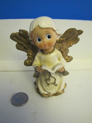 #ad Vtg Retro Resin Eames Blue Eye Angel Xmas Figurine Ornament 50#x27;s 60#x27;s Midcentury $9.99