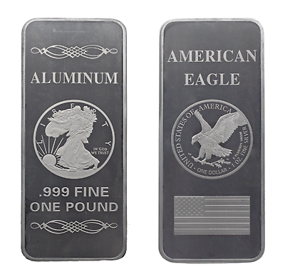 #ad 1 POUND LB OZ Fine 999 Pure Walking Liberty American Eagle Bar Silver Aluminum $29.99
