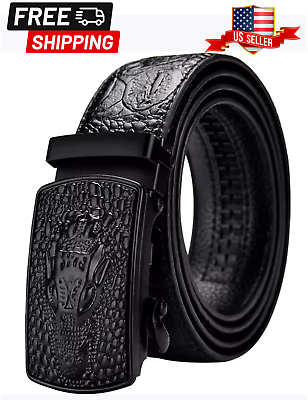 #ad Mens Leather Ratchet Belt For Men Adjustable Automatic Buckle Belts Sale $9.99