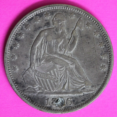 #ad 1846 O Seated Liberty Half Dollar Plugged Hole Exact Silver Coin Shown 19 $85.48