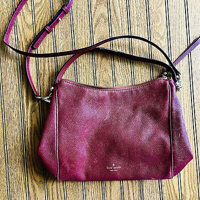 #ad Kate Spade Red Pebble Leather Crossbody Handbag Purse $25.00