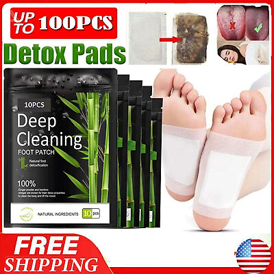 #ad 100PCS Detox Foot Patches Pads Body Toxins Feet Slimming Deep Cleansing Herbal $5.69
